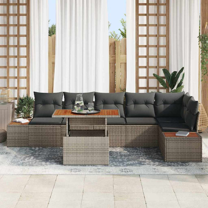 Havesofa Sæt med opbevaring 7 pcs Grå Poly rattan