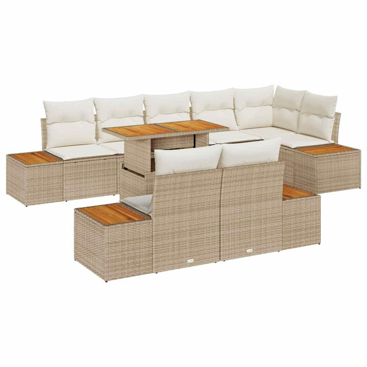 Havesofa Sæt med opbevaring 9 pcs Beige Poly rattan