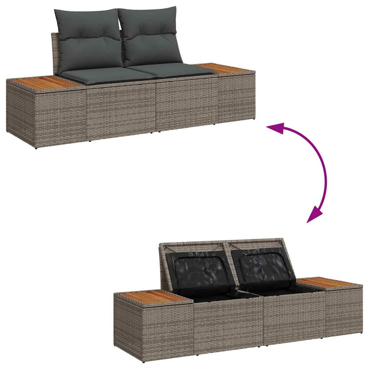 Havesofa Sæt 8 stk. Grå Poly rattan