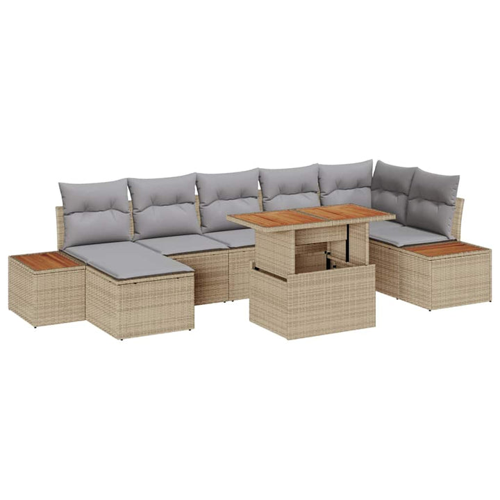 Havesofa Sæt 8 stk. Beige Poly rattan