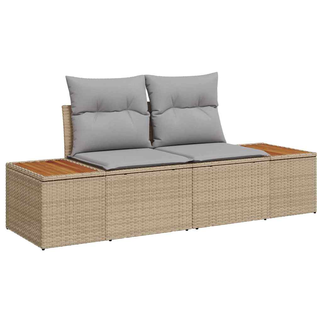 Havesofa Sæt 8 stk. Beige Poly rattan