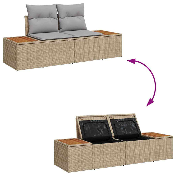 Havesofa Sæt 8 stk. Beige Poly rattan