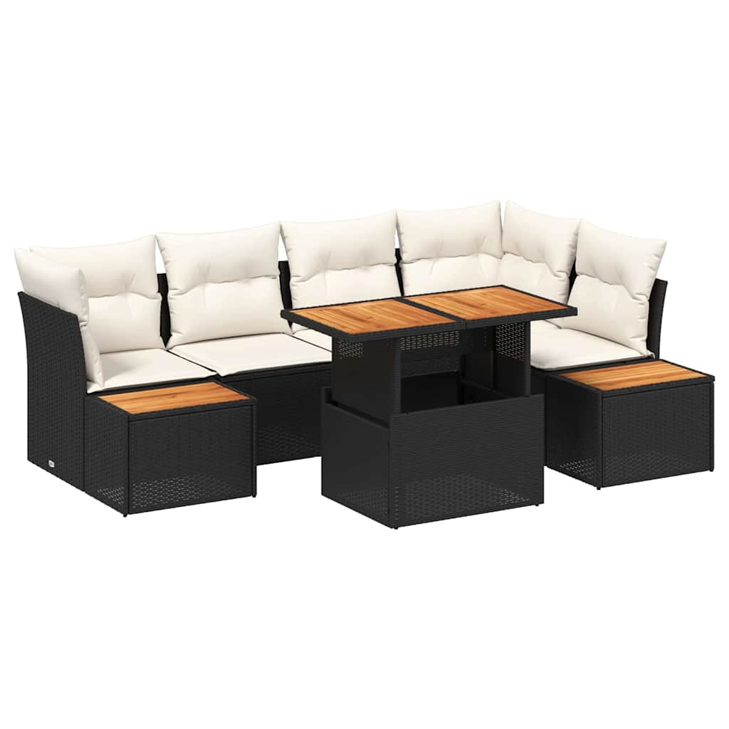Havesofa Sæt med opbevaring 10 pcs Sort Poly rattan