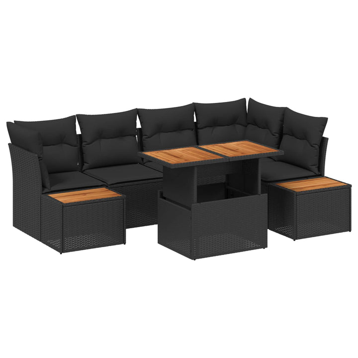 Havesofa Sæt med opbevaring 10 pcs Sort Poly rattan