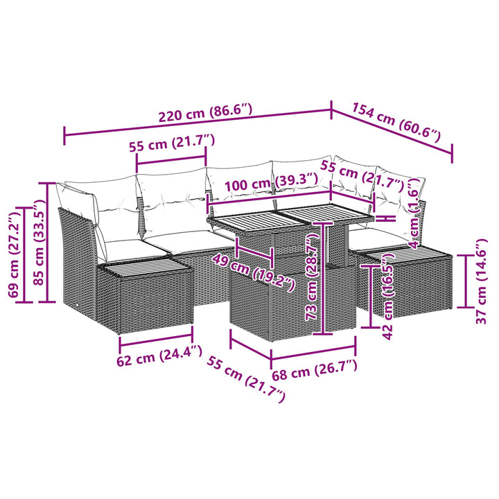 Havesofa Sæt med opbevaring 10 pcs Sort Poly rattan