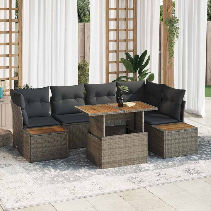 Havesofa Sæt med opbevaring 10 pcs Grå Poly rattan
