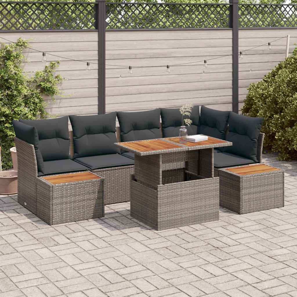 Havesofa Sæt med opbevaring 10 pcs Grå Poly rattan