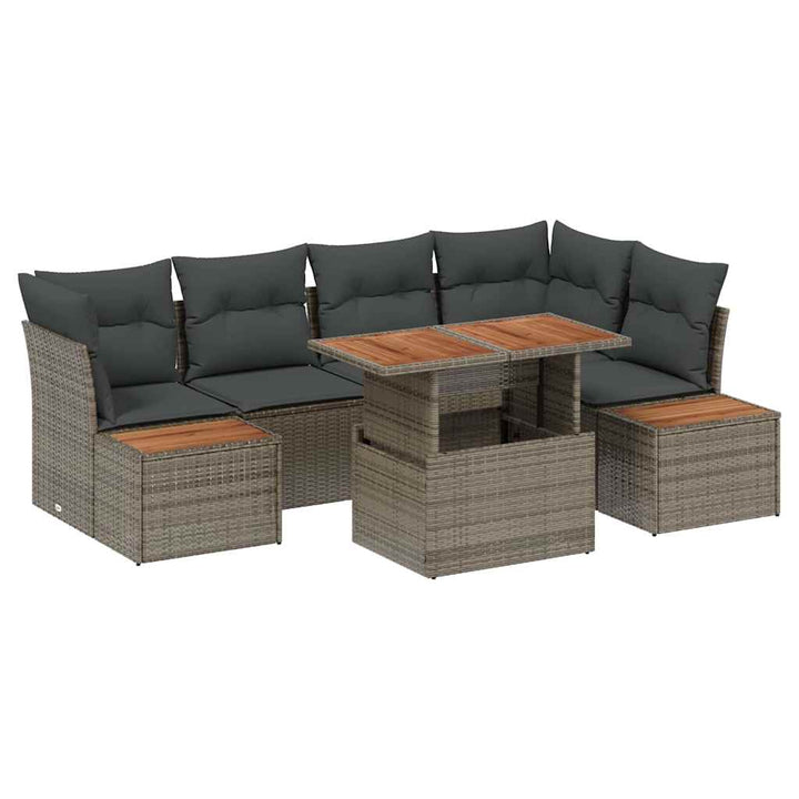Havesofa Sæt med opbevaring 10 pcs Grå Poly rattan