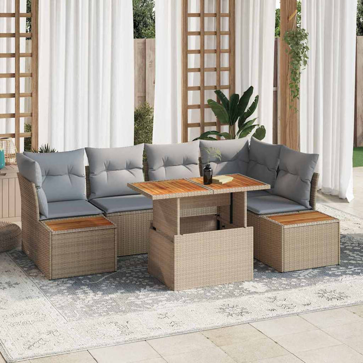 Havesofa Sæt med opbevaring 10 pcs Beige Poly rattan