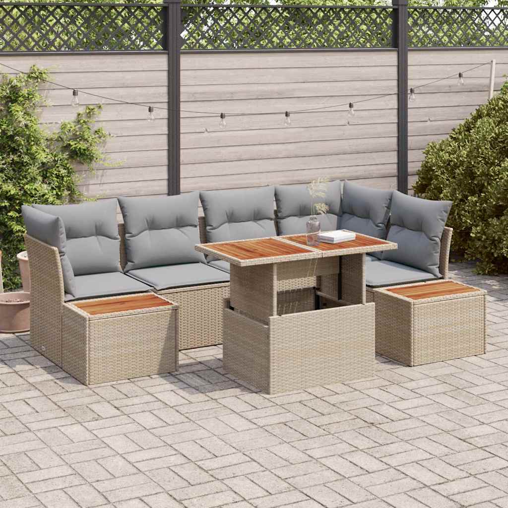 Havesofa Sæt med opbevaring 10 pcs Beige Poly rattan