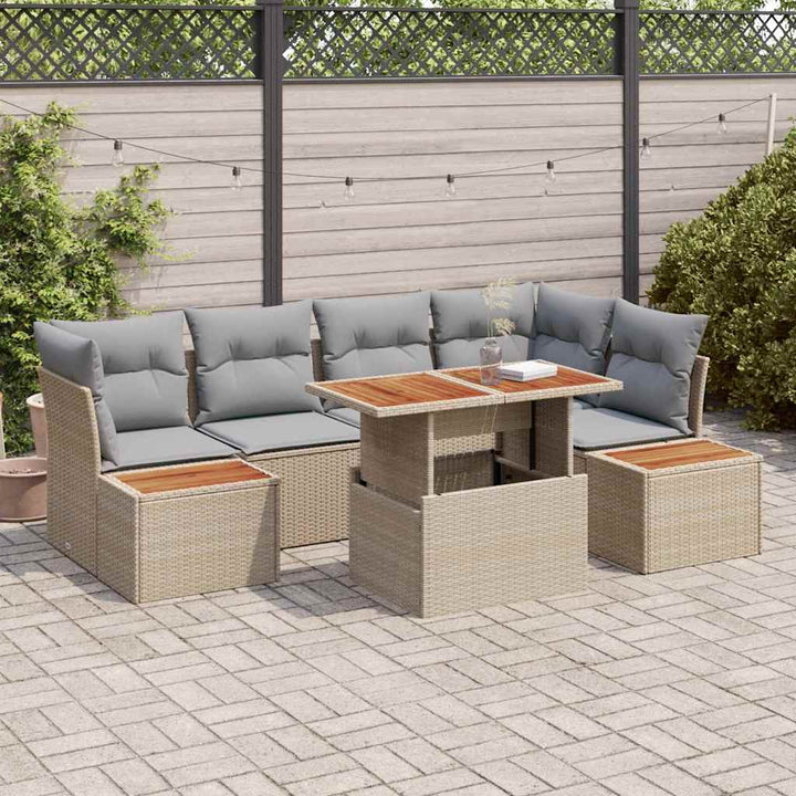 Havesofa Sæt med opbevaring 10 pcs Beige Poly rattan