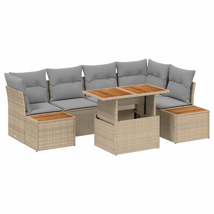 Havesofa Sæt med opbevaring 10 pcs Beige Poly rattan
