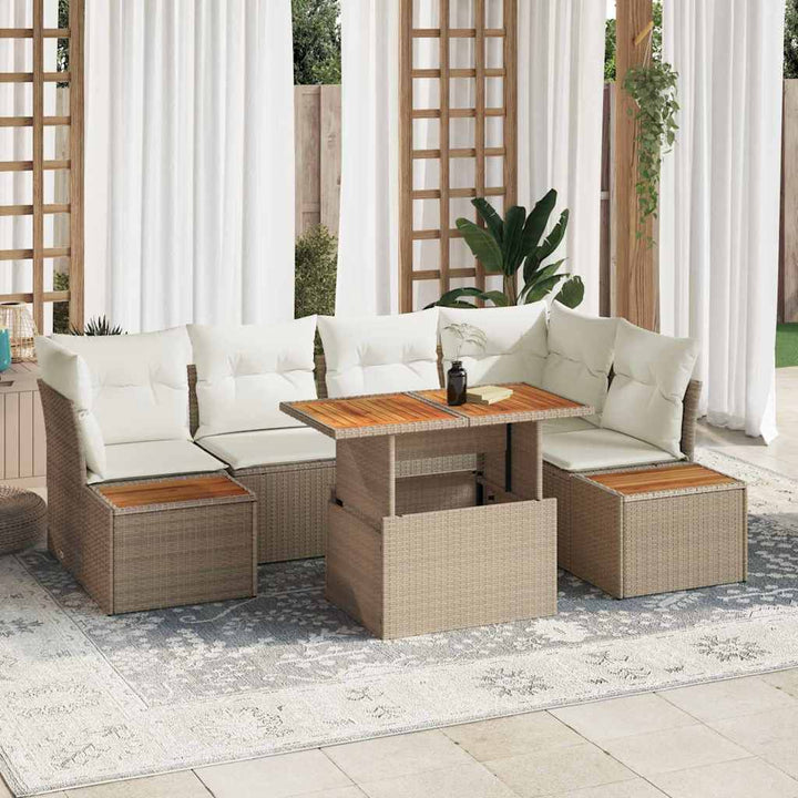Havesofa Sæt 10 stk. Beige Poly rattan