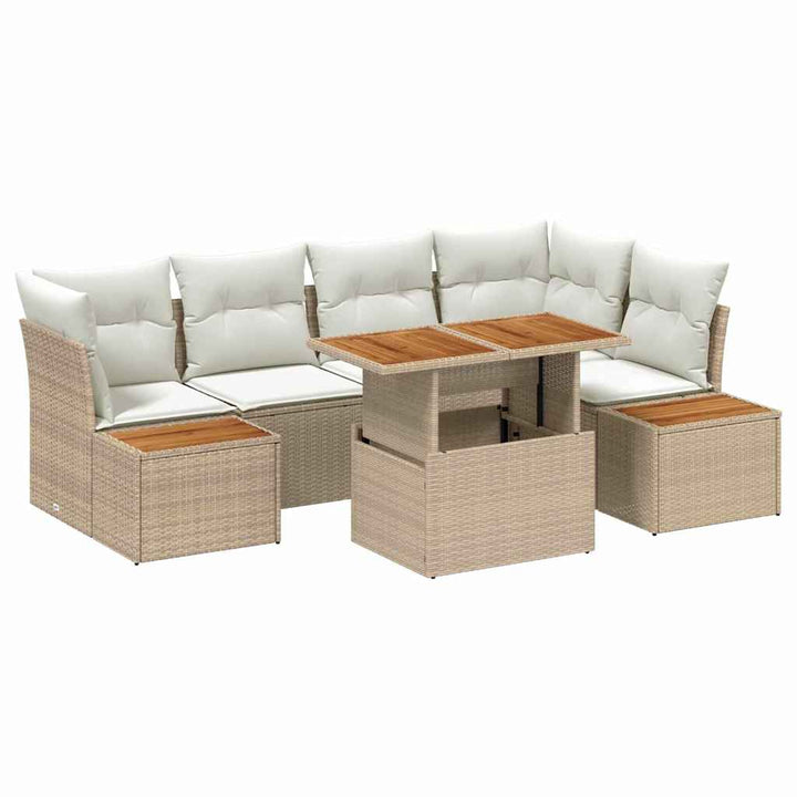 Havesofa Sæt 10 stk. Beige Poly rattan