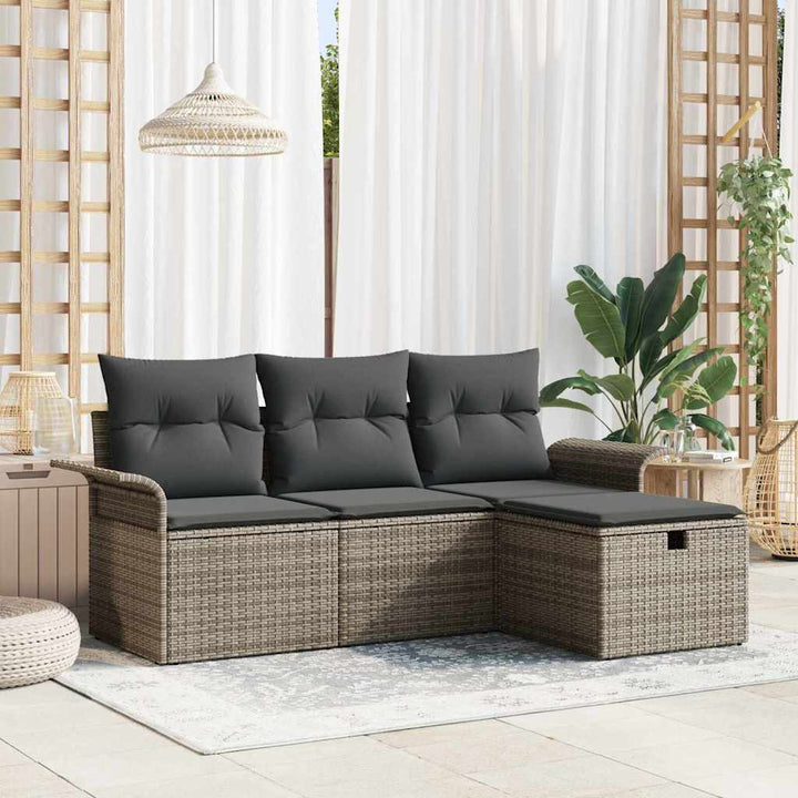 Havesofa Sæt 4 stk. Grå polyrattan