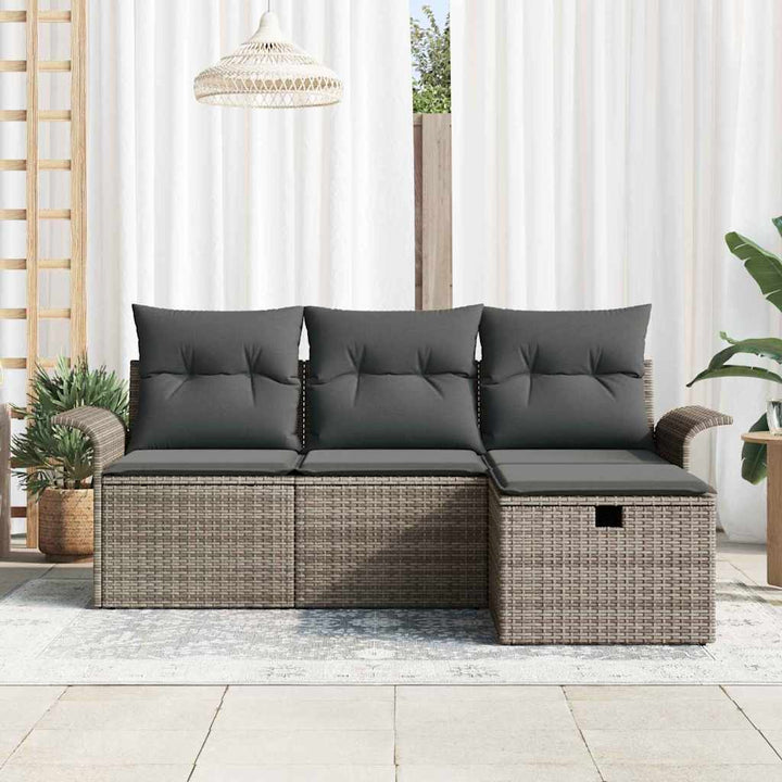 Havesofa Sæt 4 stk. Grå polyrattan