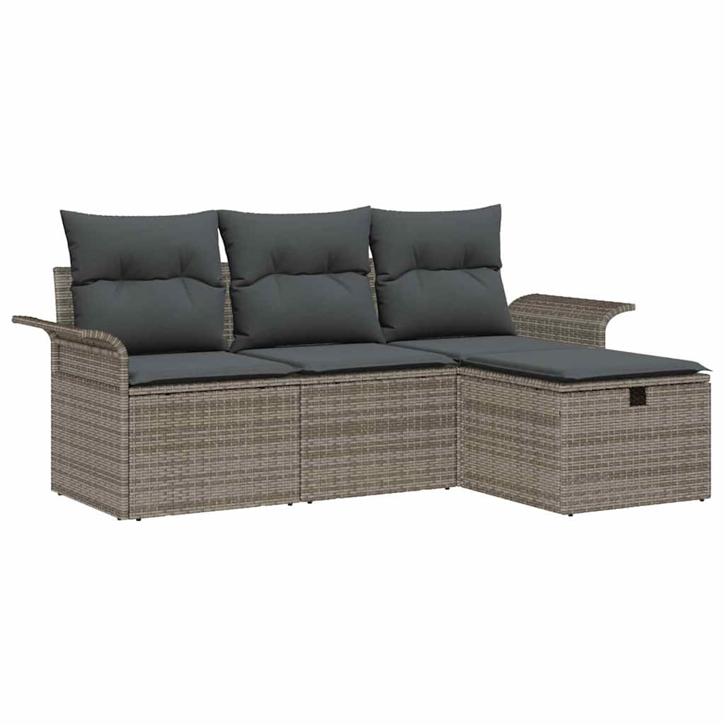 Havesofa Sæt 4 stk. Grå polyrattan