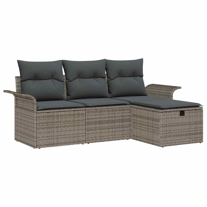 Havesofa Sæt 4 stk. Grå polyrattan