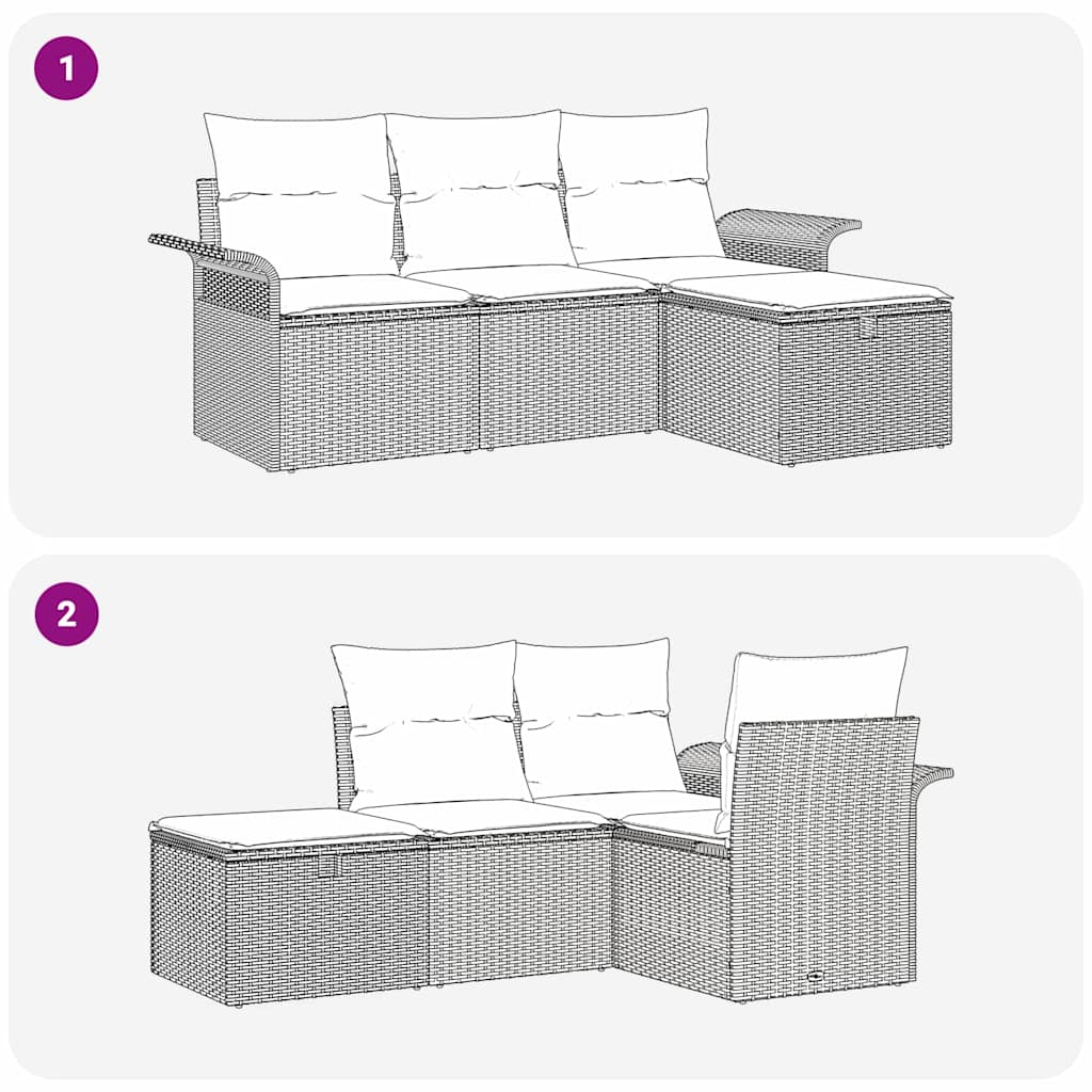 Havesofa Sæt 4 stk. Grå polyrattan