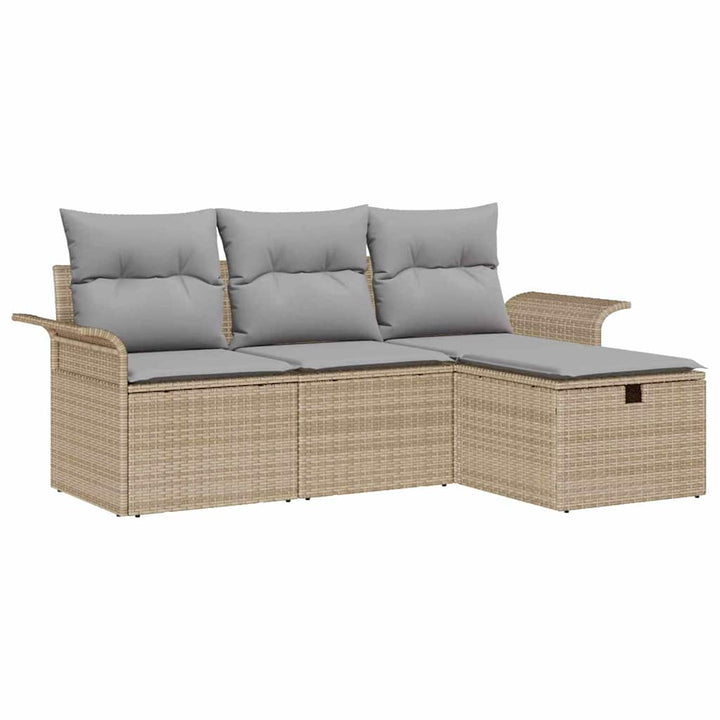Havesofa Sæt 4 stk. Beige og lys grå polyrattan