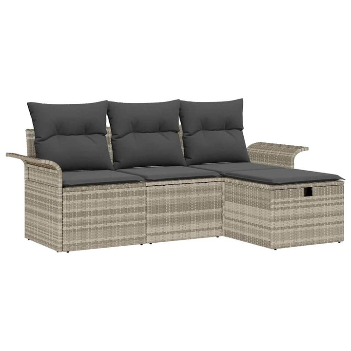 Havesofa Sæt 4 stk. Lysegrå polyrattan