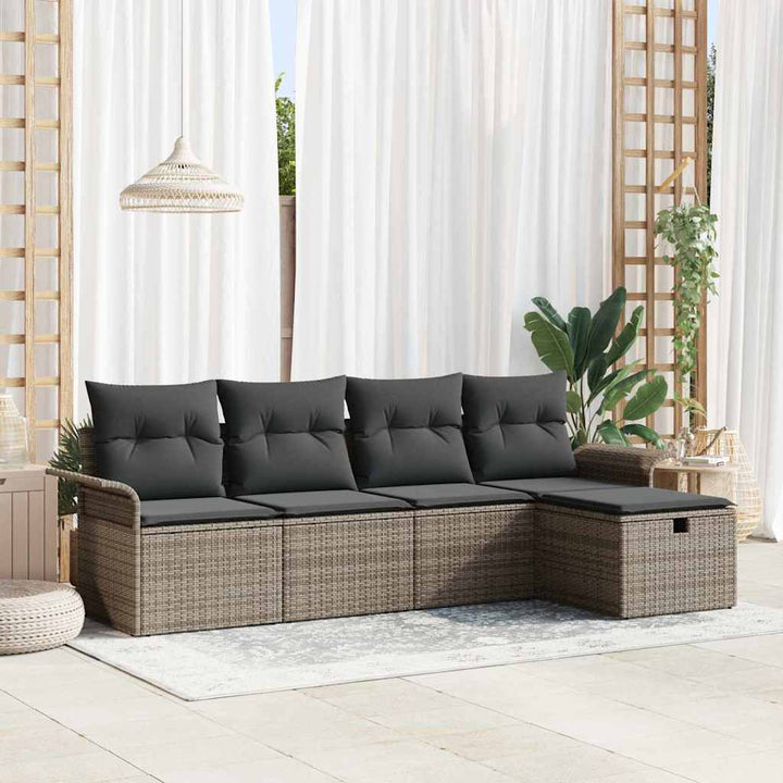 Havesofa Sæt 5 stk. Grå polyrattan