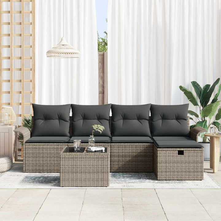 Havesofa Sæt 6 stk. Grå polyrattan