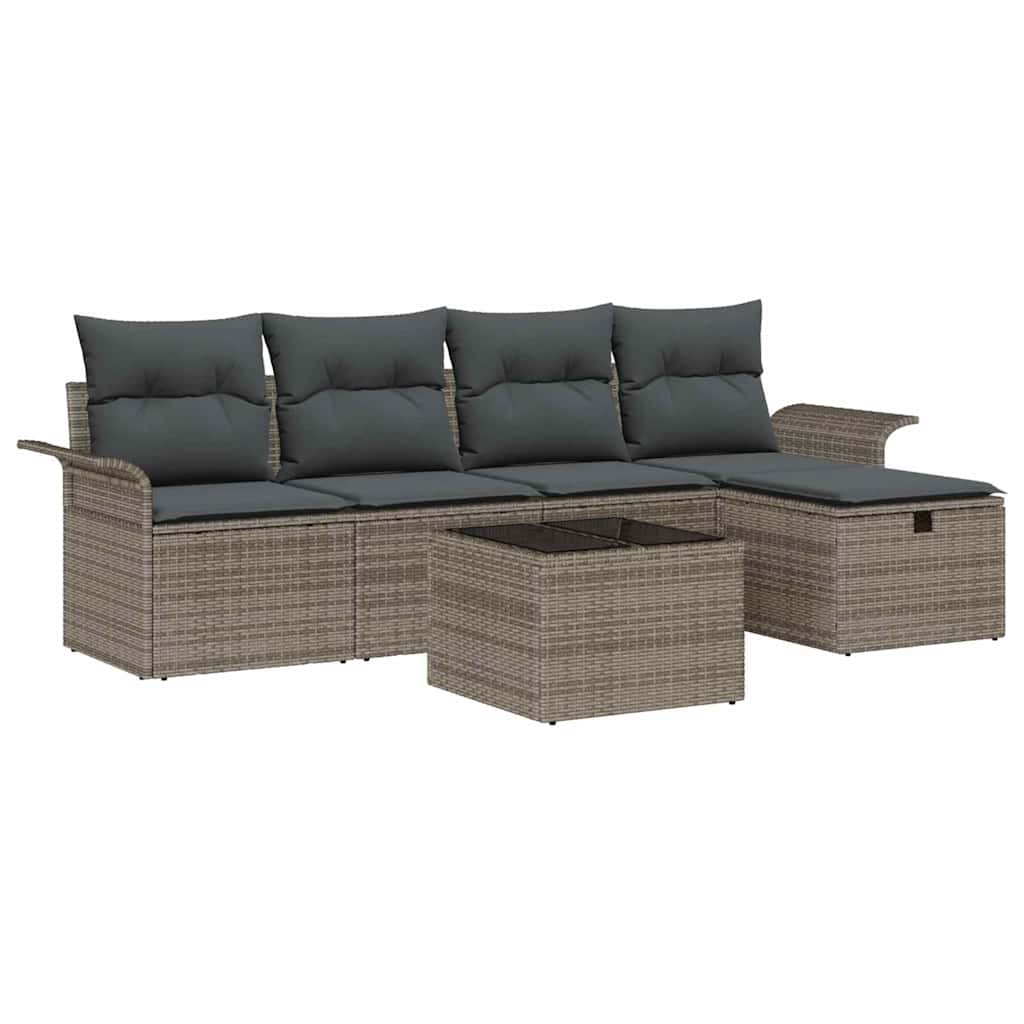 Havesofa Sæt 6 stk. Grå polyrattan