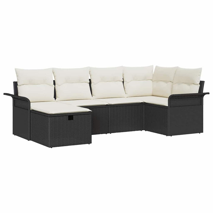 Havesofa Sæt 6 stk. Sort og Cream polyrattan