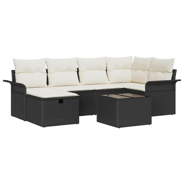 Havesofa Sæt 7 stk. Sort og Cream polyrattan