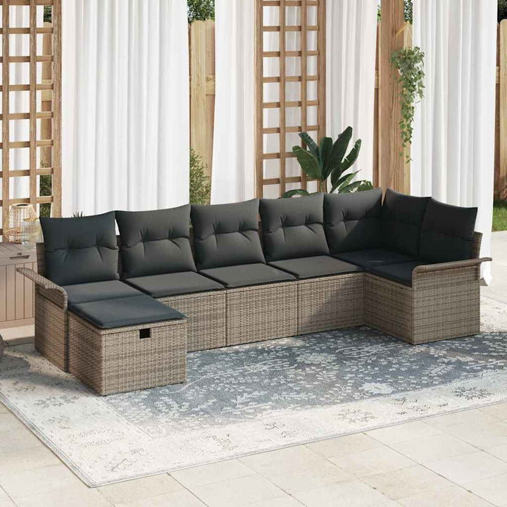 Havesofa Sæt 7 stk. Grå polyrattan