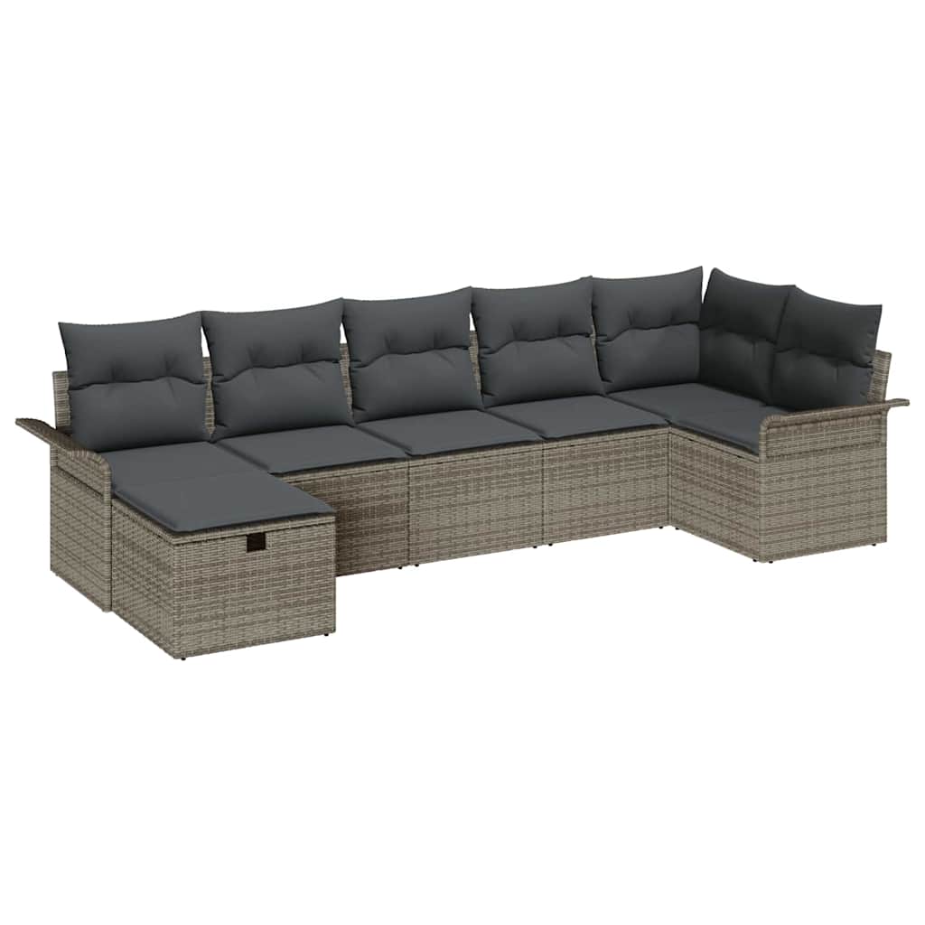 Havesofa Sæt 7 stk. Grå polyrattan