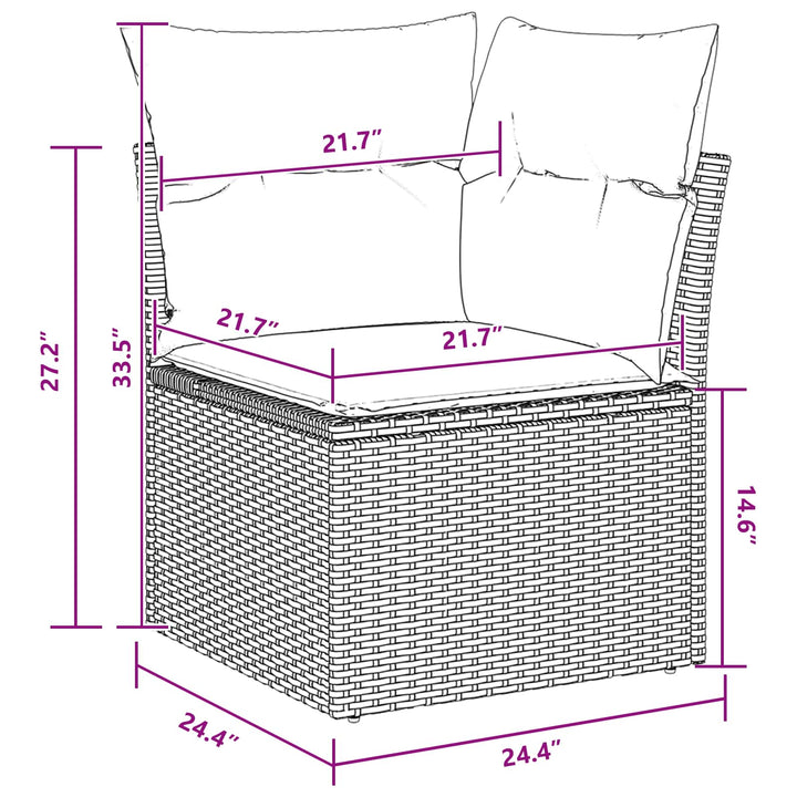 Havesofa Sæt med pude 7 pcs Grå og Marineblå polyrattan