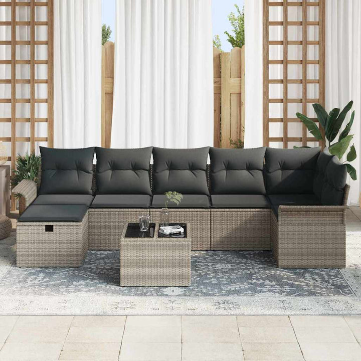 Havesofa Sæt 8 stk. Grå polyrattan