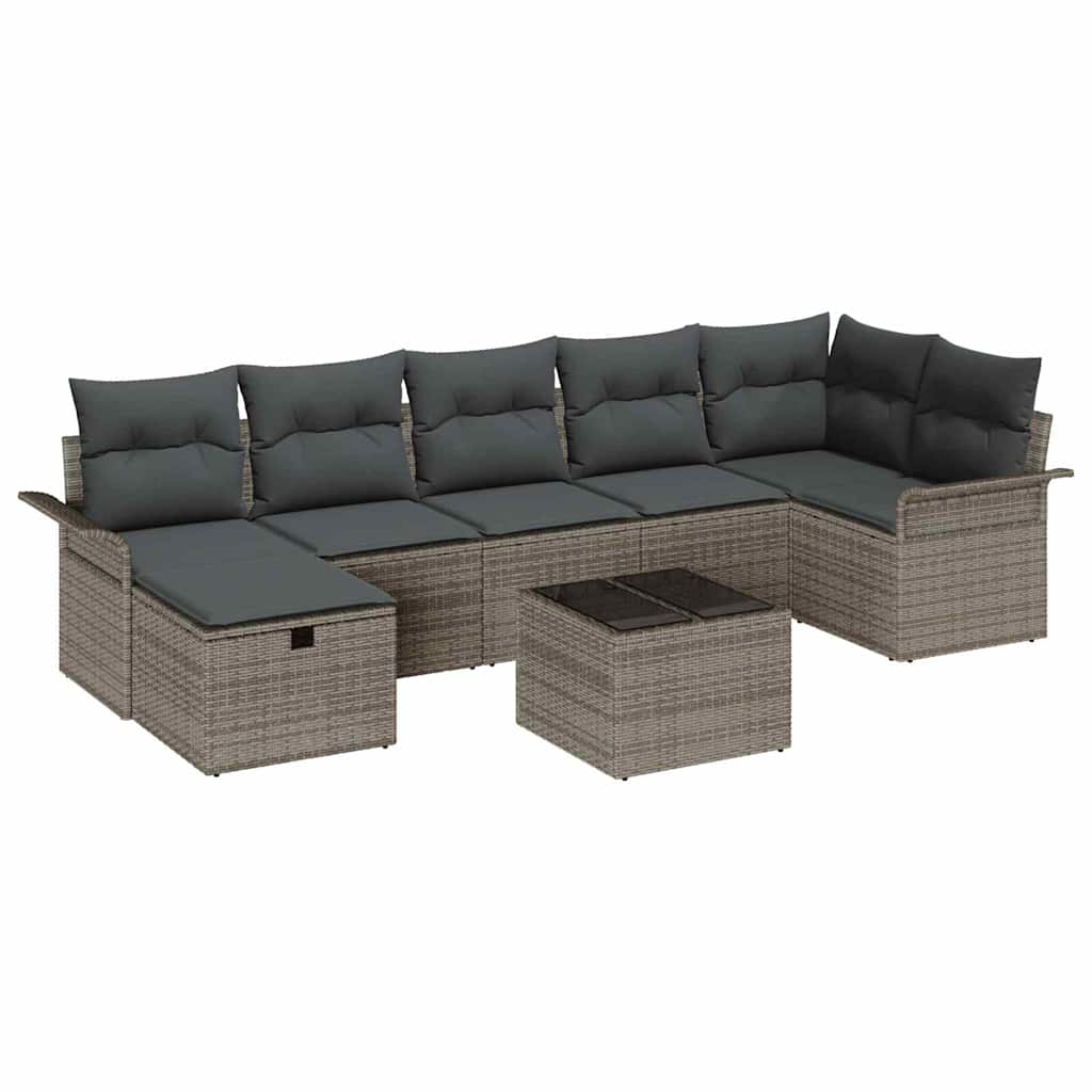 Havesofa Sæt 8 stk. Grå polyrattan