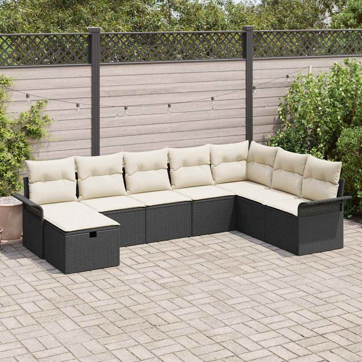 Havesofa Sæt 8 stk. Sort og Cream polyrattan