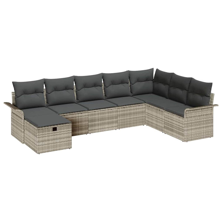 Havesofa Sæt 8 stk. Lysegrå polyrattan