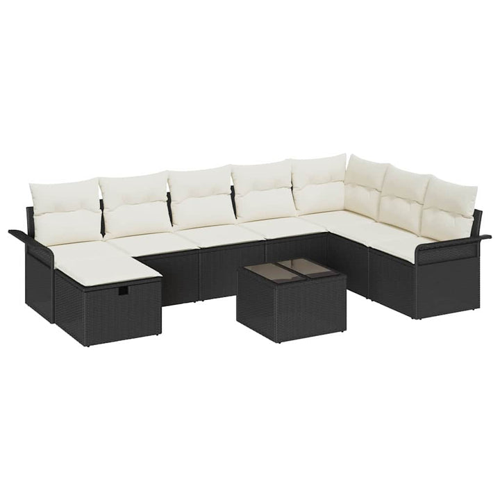 Havesofa Sæt 9 stk. Sort og Cream polyrattan