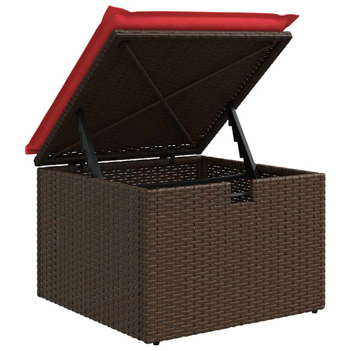 Havesofa Sæt med pude 9 pcs Brun og Rød polyrattan