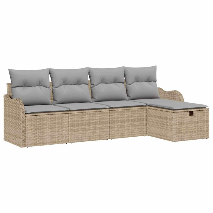 Havesofa Sæt 5 stk. 4-Antal sæder Beige og lys grå polyrattan