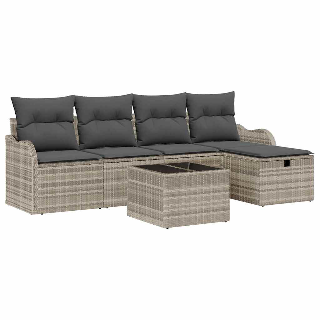 Havesofa Sæt 6 stk. 4-Antal sæder Lysegrå polyrattan