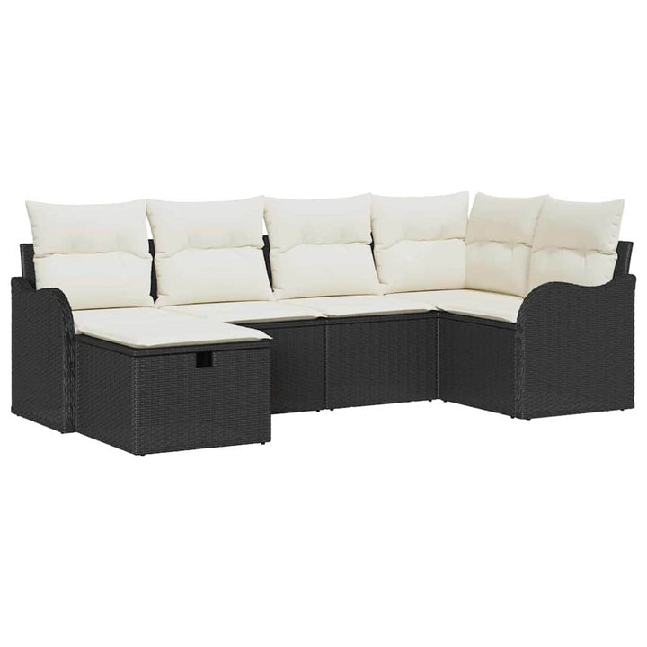 Havesofa Sæt 6 stk. 6-Antal sæder Sort og Cream polyrattan