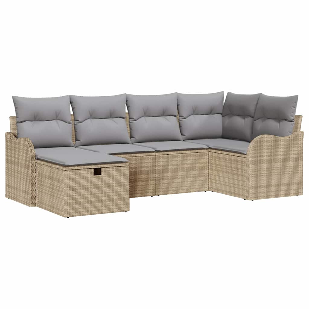 Havesofa Sæt 6 stk. 6-Antal sæder Beige og lys grå polyrattan