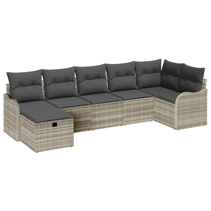 Sofa Sæt 7 stk. Lysegrå polyrattan