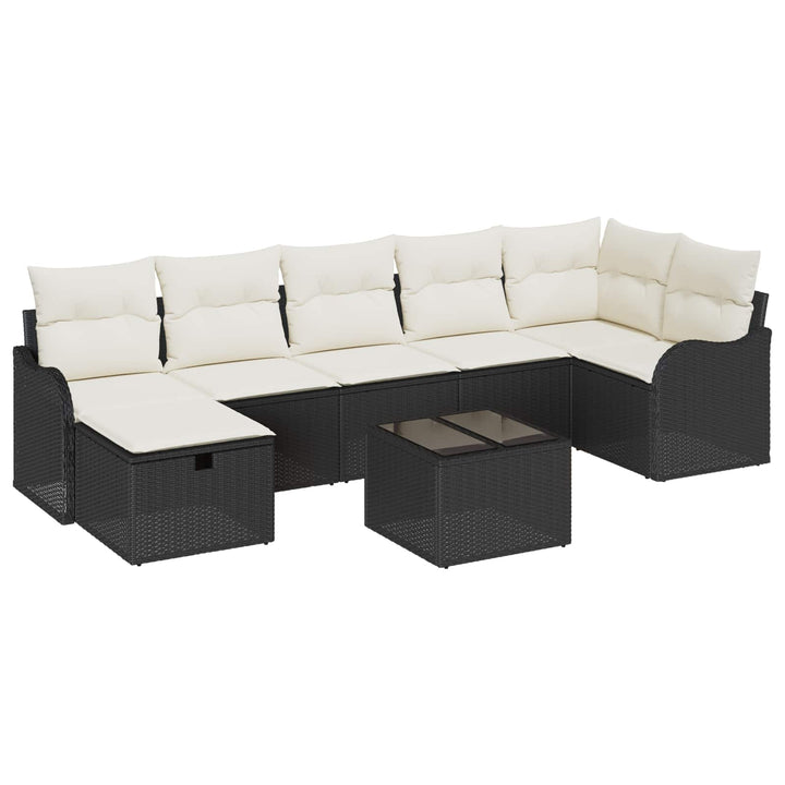 Sofa Sæt med pude med opbevaring 8 pcs Sort og Cream polyrattan