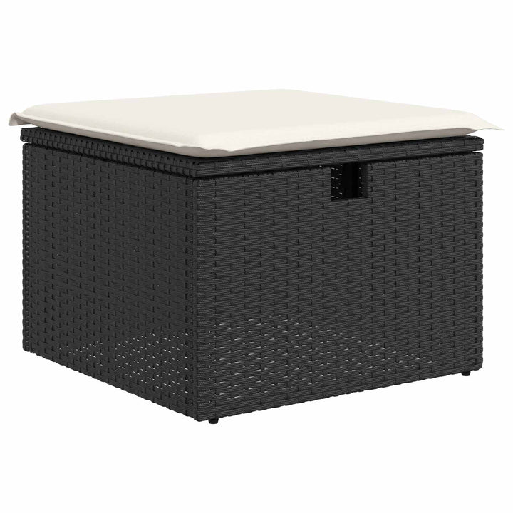 Sofa Sæt med pude med opbevaring 8 pcs Sort og Cream polyrattan