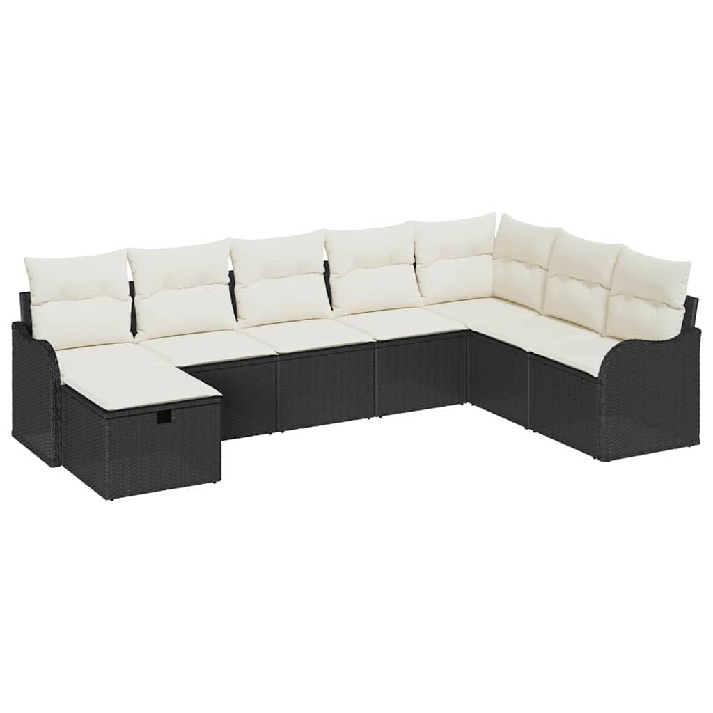 Sofa Sæt med pude med opbevaring 8 pcs Sort og Cream polyrattan
