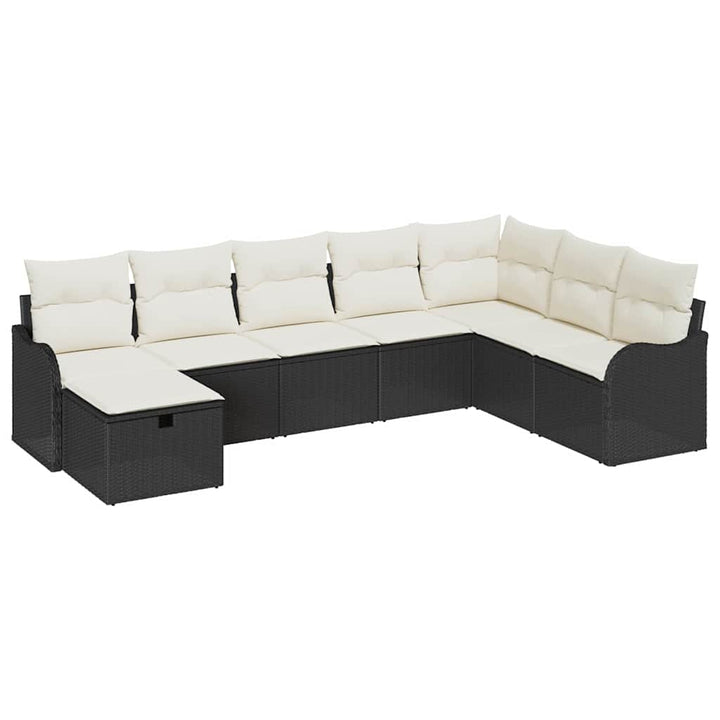 Sofa Sæt med pude med opbevaring 8 pcs Sort og Cream polyrattan