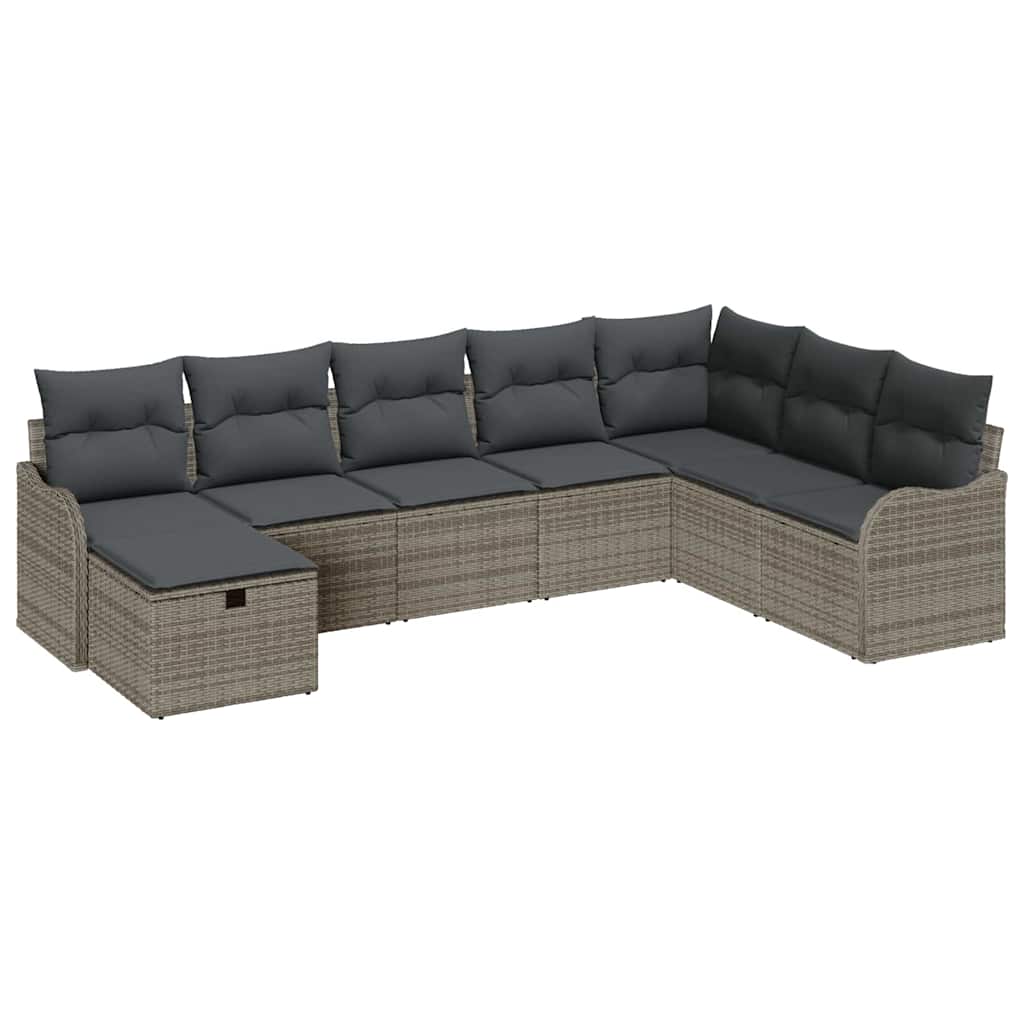 Sofa Sæt med pude med opbevaring 8 pcs Grå polyrattan