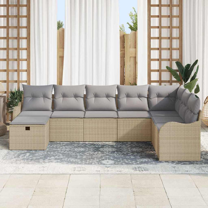 Sofa Sæt med pude med opbevaring Beige og lys grå polyrattan